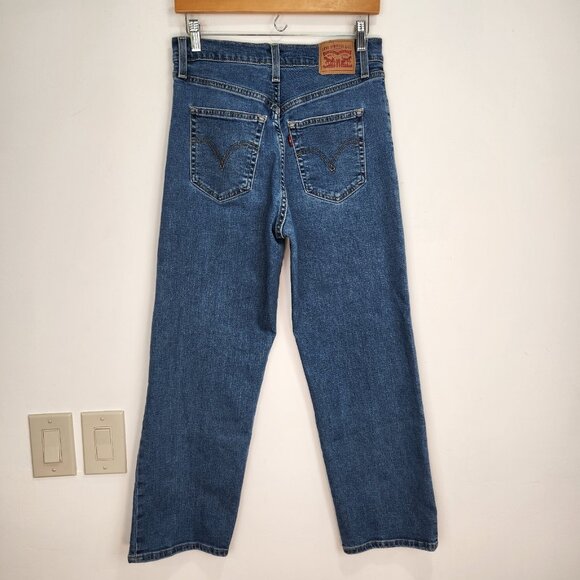 Levi's Ribcage Straight Ankle Jeans 28 Blue Buttonfly High Rise Stretch Denim - Picture 2 of 13